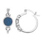 Brilliance Silver-plated Glitter Disc Hoop Earrings With Swarovski Crystals, Women's, Blue