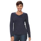 Women's Croft & Barrow&reg; Classic Long Sleeve V-neck Tee, Size: Medium, Blue