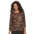 Women's Cathy Daniels Patterned Pullover Sweater, Size: Medium, Leopard