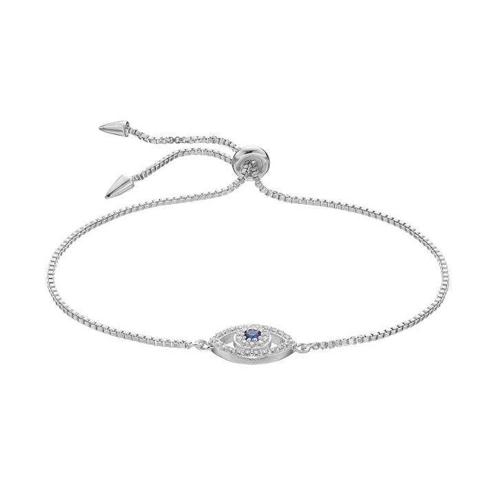 Fleur Cubic Zirconia Evil Eye Bolo Bracelet, Women's, Grey