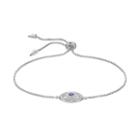 Fleur Cubic Zirconia Evil Eye Bolo Bracelet, Women's, Grey