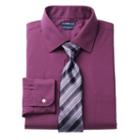 Men's Croft & Barrow&reg; Classic-fit Stretch-collar Dress Shirt And Patterned Tie Boxed Set, Size: M-34/35, Purple
