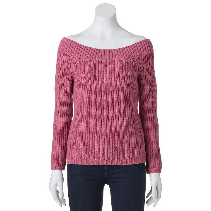 Juniors' Pink Republic Off The Shoulder Sweater, Girl's, Size: Small, Light Pink
