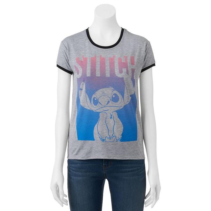 Disney's Lilo & Stitch Ringer Graphic Tee, Girl's, Size: Xl, Grey Other
