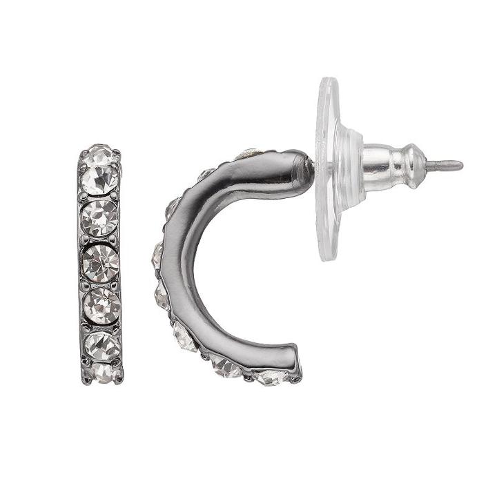 Simply Vera Vera Wang Simulated Crystal Nickel Free Half Hoop Earrings, Women's, Oxford