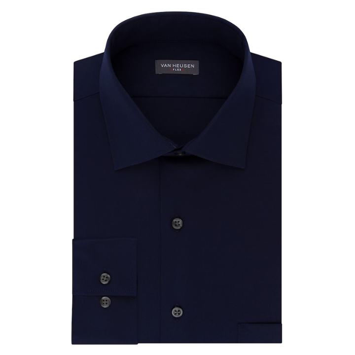 Big & Tall Van Heusen Flex Collar Spread-collar Dress Shirt, Men's, Size: 19 37/8t, Dark Blue
