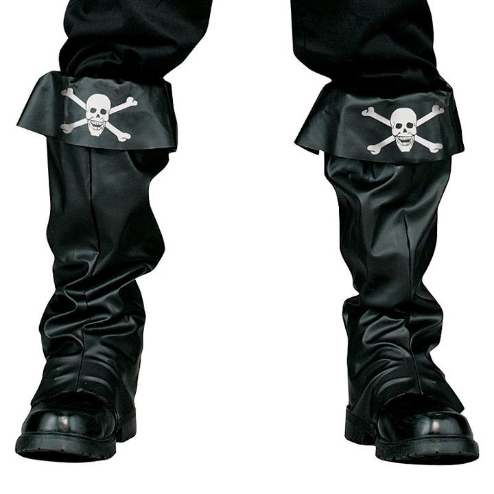 Adult Pirate Skull Costume Boot Covers, Black