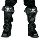 Adult Pirate Skull Costume Boot Covers, Black