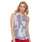 Women's Dana Buchman Pleated V-neck Tank, Size: Large, Dark Red