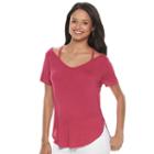 Juniors' Mudd&reg; Strappy V-neck Tee, Teens, Size: Small, Med Red