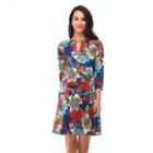 Women's Indication Floral Print A-line Dress, Size: Xl, Blue Other