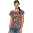 Juniors' Pink Republic Print High-low Top, Teens, Size: Medium, Red Other