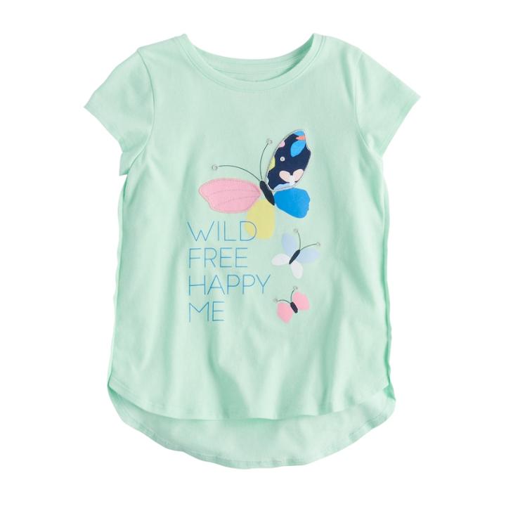 Girls 4-10 Jumping Beans&reg; Tulip Hem Printed Tee, Size: 4, Lt Green
