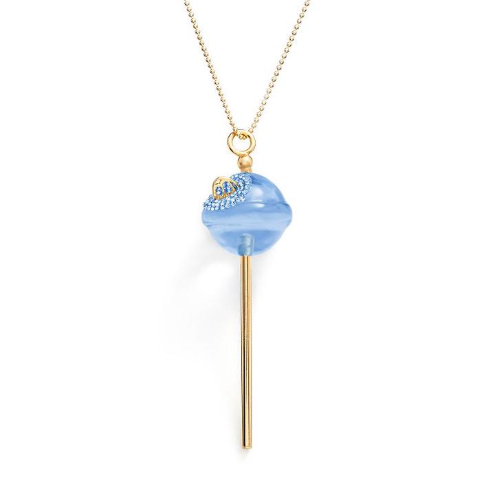 Amore By Simone I. Smith A Sweet Touch Of Hope 18k Gold Over Silver Crystal Lollipop Pendant, Women's, Size: 26, Blue