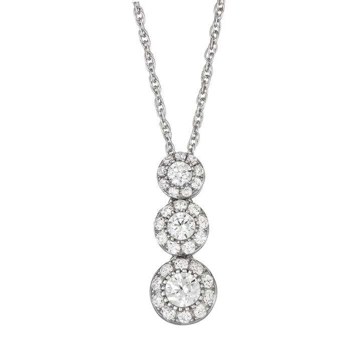 10k White Gold 1/2 Carat T.w. Diamond Triple Halo Pendant Necklace, Women's, Size: 18