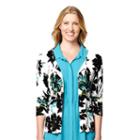Women's Larry Levine Floral Cardigan, Size: Small, Beige Oth