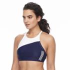Women's Adidas Colorblock High-neck D-cup Bikini Top, Size: Small, Blue (navy)