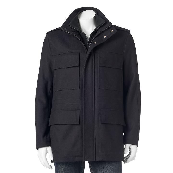 Men's Andrew Marc Wool-blend 4-pocket Field Jacket, Size: Small, Black