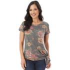 Women's Apt. 9&reg; Knot Hem Tee, Size: Large, Charcoal Floral Terry