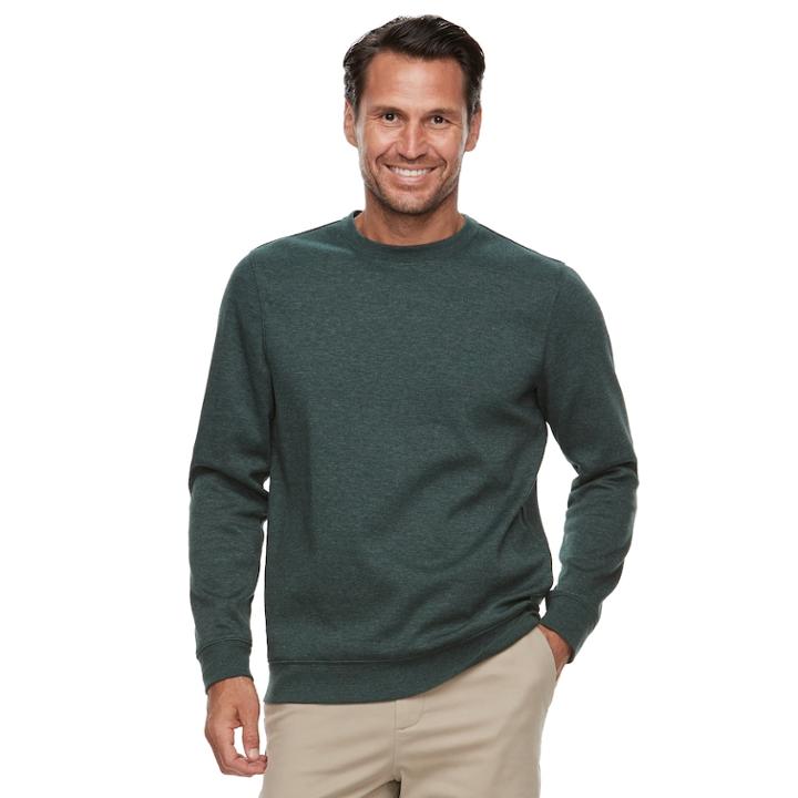 Men's Croft & Barrow&reg; Classic-fit Easy-care Stretch Fleece Sweatshirt, Size: Large, Dark Green