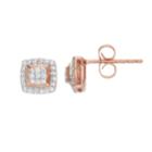 10k Rose Gold 1/5 Carat T.w. Diamond Square Cluster Earrings, Women's, White