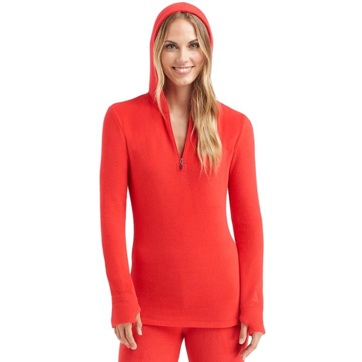 Women's Cuddl Duds Half-zip Hooded Fleece, Size: Regular, Red