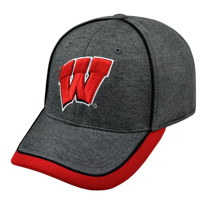 Adult Top Of The World Wisconsin Badgers Memory Fit Cap, Med Grey