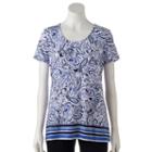 Women's Croft & Barrow&reg; Scoopneck Jacquard Top, Size: Large, Dark Blue