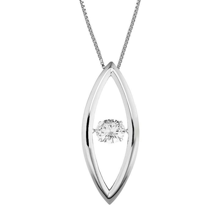 Forever Classic Sterling Silver 1 Carat T.w. Lab-created Moissanite Marquise Pendant, Women's, Size: 18, White