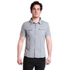 Men's Excelled Slim-fit Striped Button-down Shirt, Size: Xl, Grey