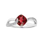 Sterling Silver Garnet & Diamond Accent Cushion Bypass Ring, Women's, Size: 8, Red