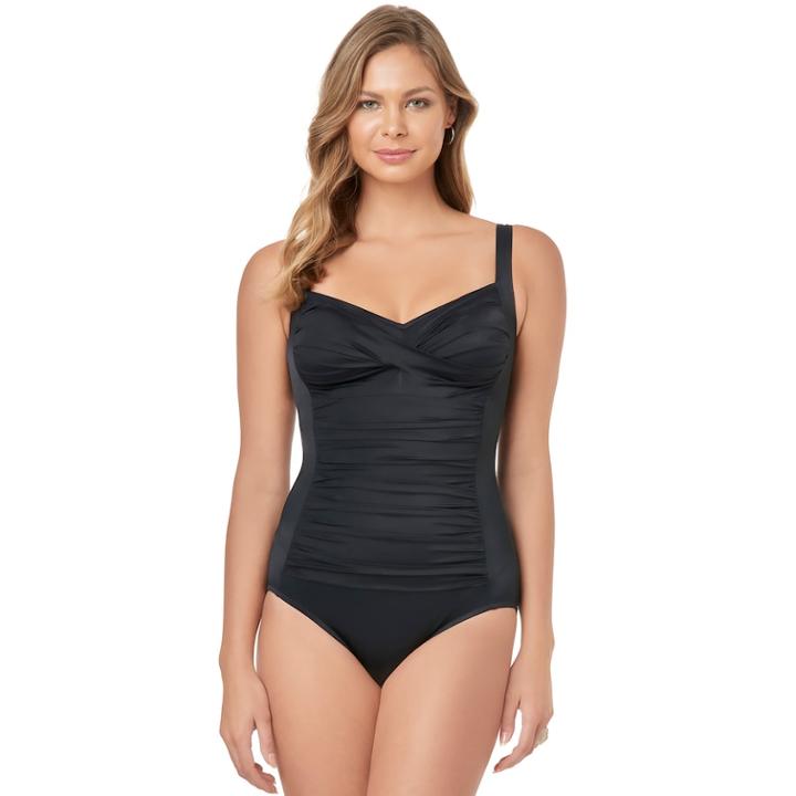 Women's Croft & Barrow&reg; Body Sculptor Control One-piece Swimsuit, Size: 10, Black