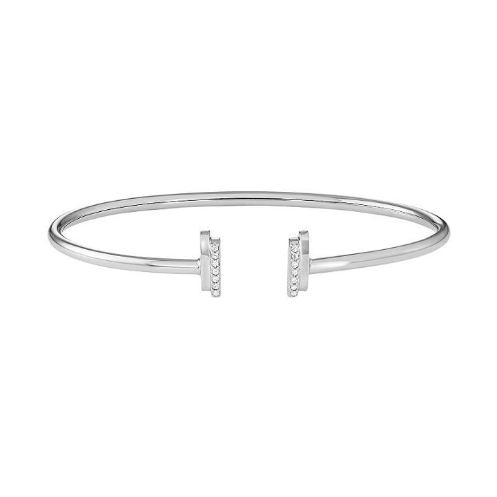 Sterling Silver 1/10 Carat T.w. Diamond Cuff Bracelet, Women's, Size: 6.5, White