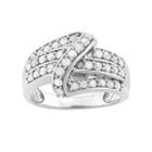 1 Carat T.w. Diamond Sterling Silver Swirl Ring, Women's, Size: 6, White