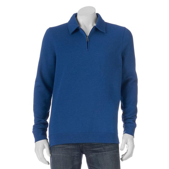 Big & Tall Croft & Barrow&reg; Fleece Quarter-zip Polo, Men's, Size: 4xb, Dark Blue