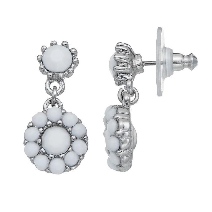 Simply Vera Vera Wang Nickel Free Round Halo Drop Earrings, Women's, White