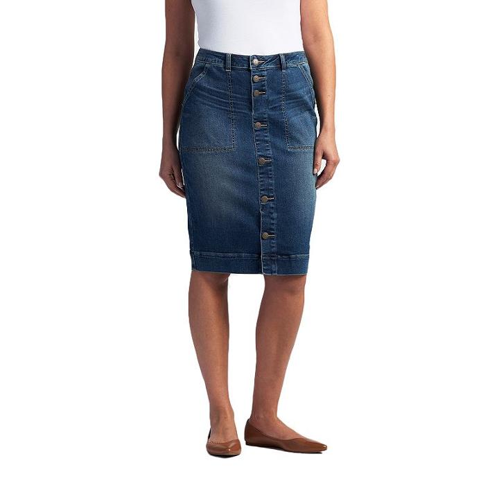 Women's Lee Rochester Modern Series Curvy Fit Jean Skirt, Size: 14 Avg/reg, Dark Blue