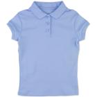 Girls 4-16 & Plus Chaps School Uniform Picot Polo Shirt, Size: 12-14, Blue Other