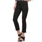 Women's Jennifer Lopez Cuffed Straight-leg Ankle Jeans, Size: 2 - Regular, Black