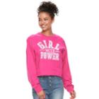 Juniors' Modern Lux Girl With Power Crop Tee, Size: Large, Dark Pink