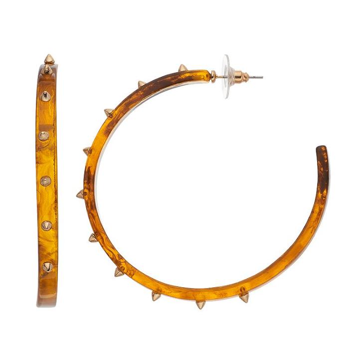 Jennifer Lopez Spiky Hoop Earrings, Women's, Dark Brown