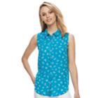 Women's Elle&trade; Scalloped Chiffon Tank, Size: Large, Turquoise/blue (turq/aqua)