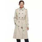 Women's Tower By London Fog Double Breasted Trench Coat, Size: Large, Lt Beige