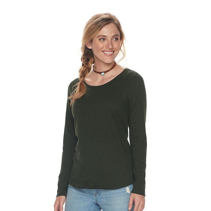 Women's Sonoma Goods For Life&trade; Essential Crewneck Tee, Size: Xl, Dark Green