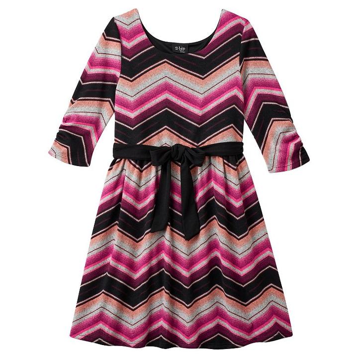Girls 7-16 Plus Size 2hip Chevron Print Skater Dress, Girl's, Size: 16 1/2, Med Red