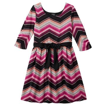 Girls 7-16 Plus Size 2hip Chevron Print Skater Dress, Girl's, Size: 16 1/2, Med Red