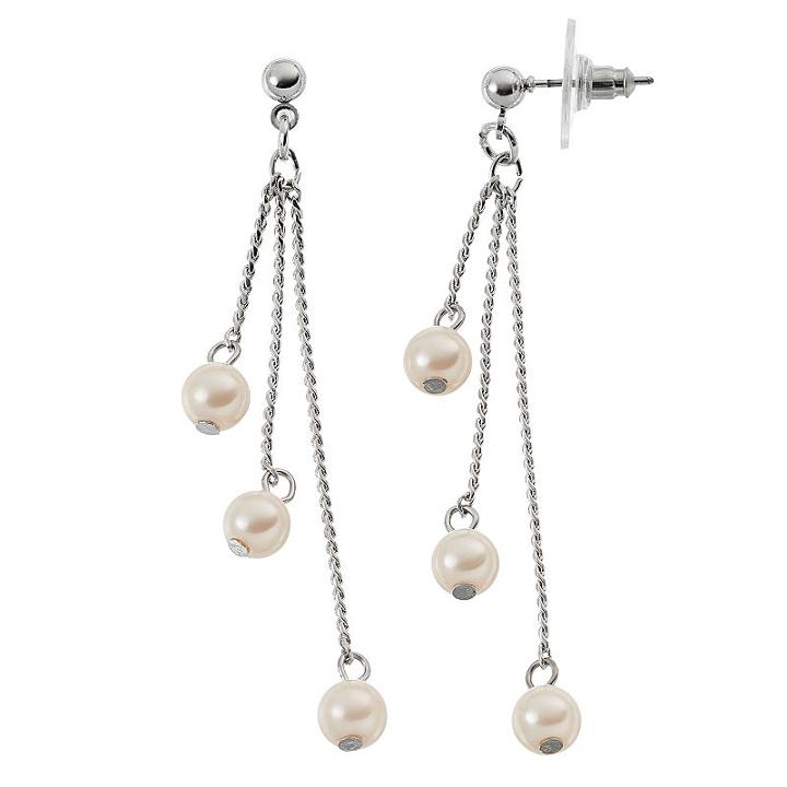 Croft & Barrow&reg; Simulated Pearl Linear Drop Earrings, Women's, Multicolor