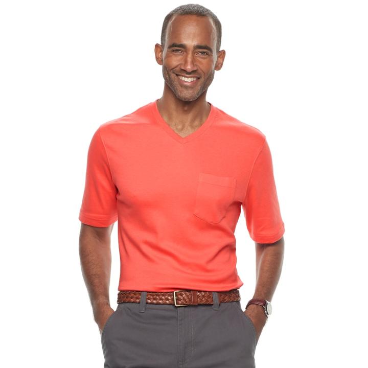 Men's Croft & Barrow&reg; V-neck Interlock Performance Tee, Size: Medium, Med Orange