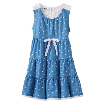 Girls 4-6x Blueberi Boulevard Tiered Chambray Sundress, Girl's, Size: 6, Blue