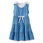 Girls 4-6x Blueberi Boulevard Tiered Chambray Sundress, Girl's, Size: 6, Blue